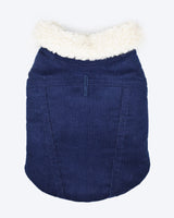 DOG COAT PLAID AND SHERPA. NAVY.