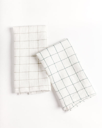 Stone Washed Linen Windowpane Napkins by Creative Women