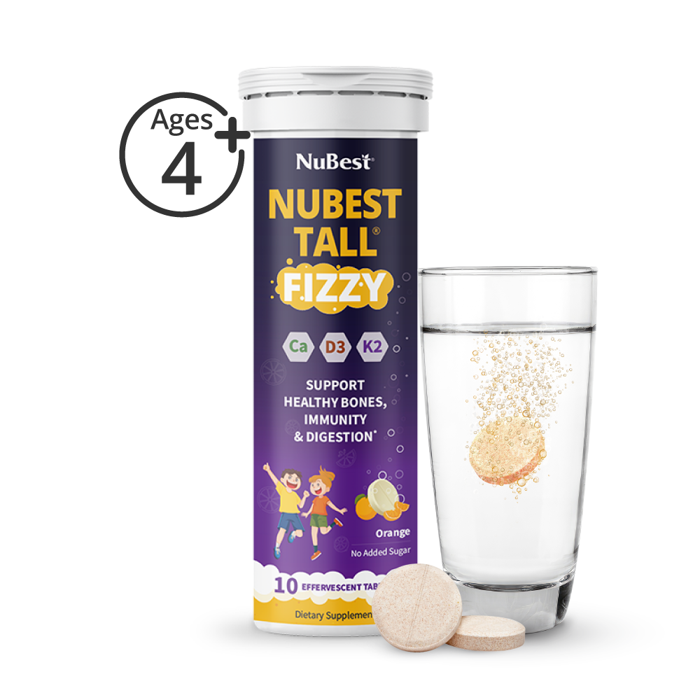 NuBest Tall Fizzy, Effervescent Tablets for Ages 4+, Orange Flavor, 10 Servings by NuBest Nutrition®