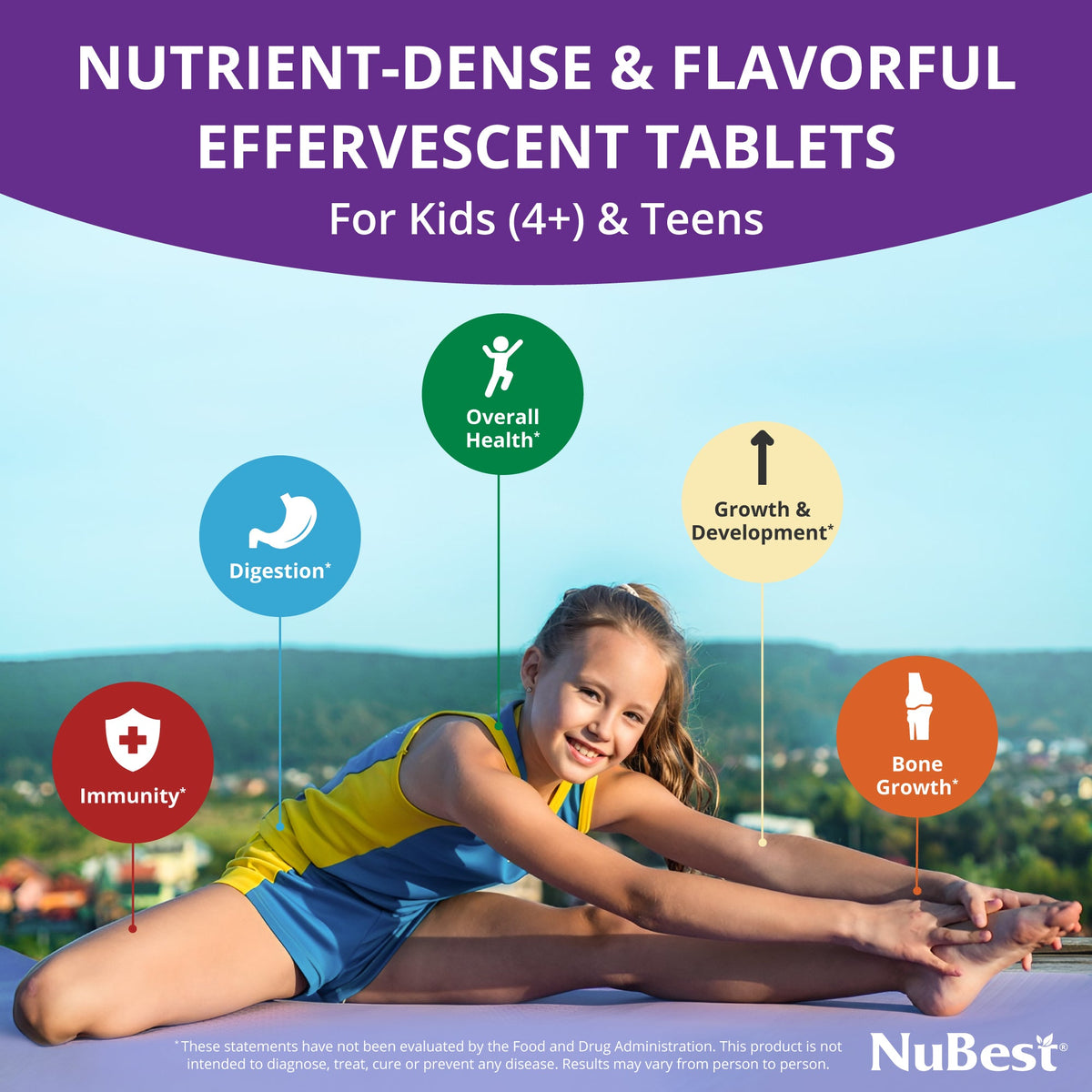 NuBest Tall Fizzy, Effervescent Tablets for Ages 4+, Orange Flavor, 10 Servings by NuBest Nutrition®