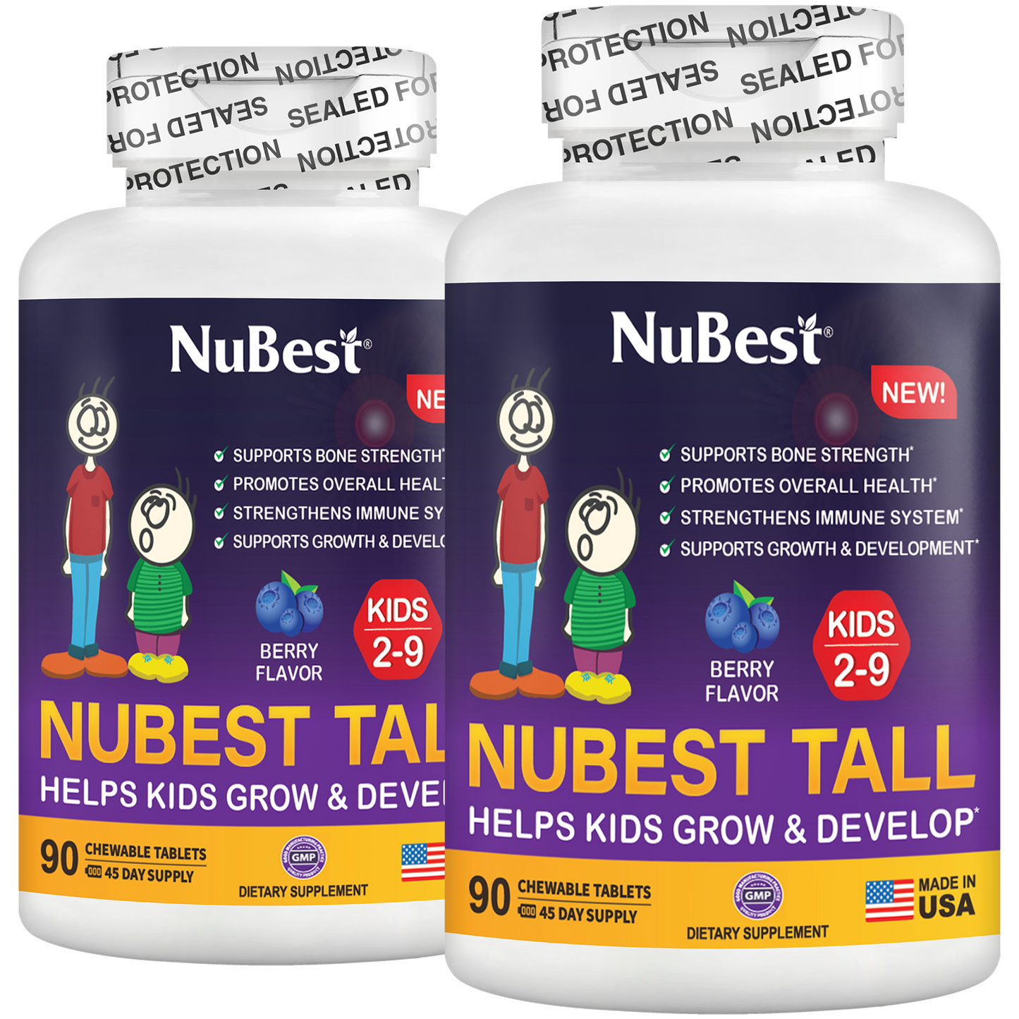 NuBest Tall Kids, Multivitamins, Berry Flavor, Ages 2-9, 90 Chewables by NuBest Nutrition®