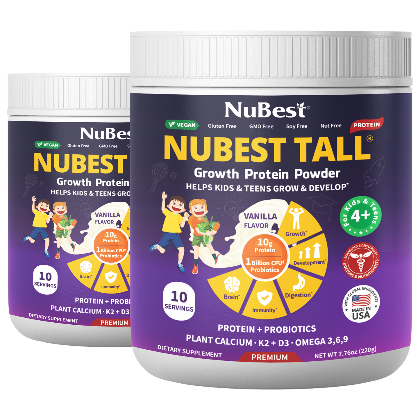 NuBest Tall Protein Vanilla Shake for Kids Ages 4+, 10 Vegan Servings by NuBest Nutrition®