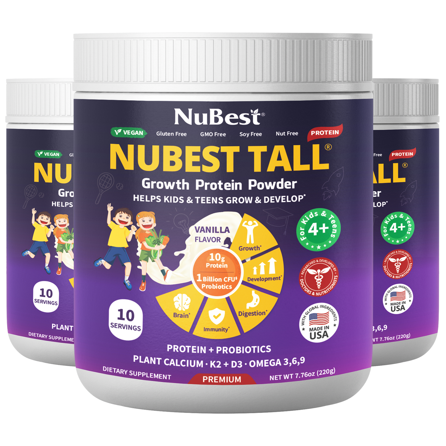 NuBest Tall Protein Vanilla Shake for Kids Ages 4+, 10 Vegan Servings by NuBest Nutrition®