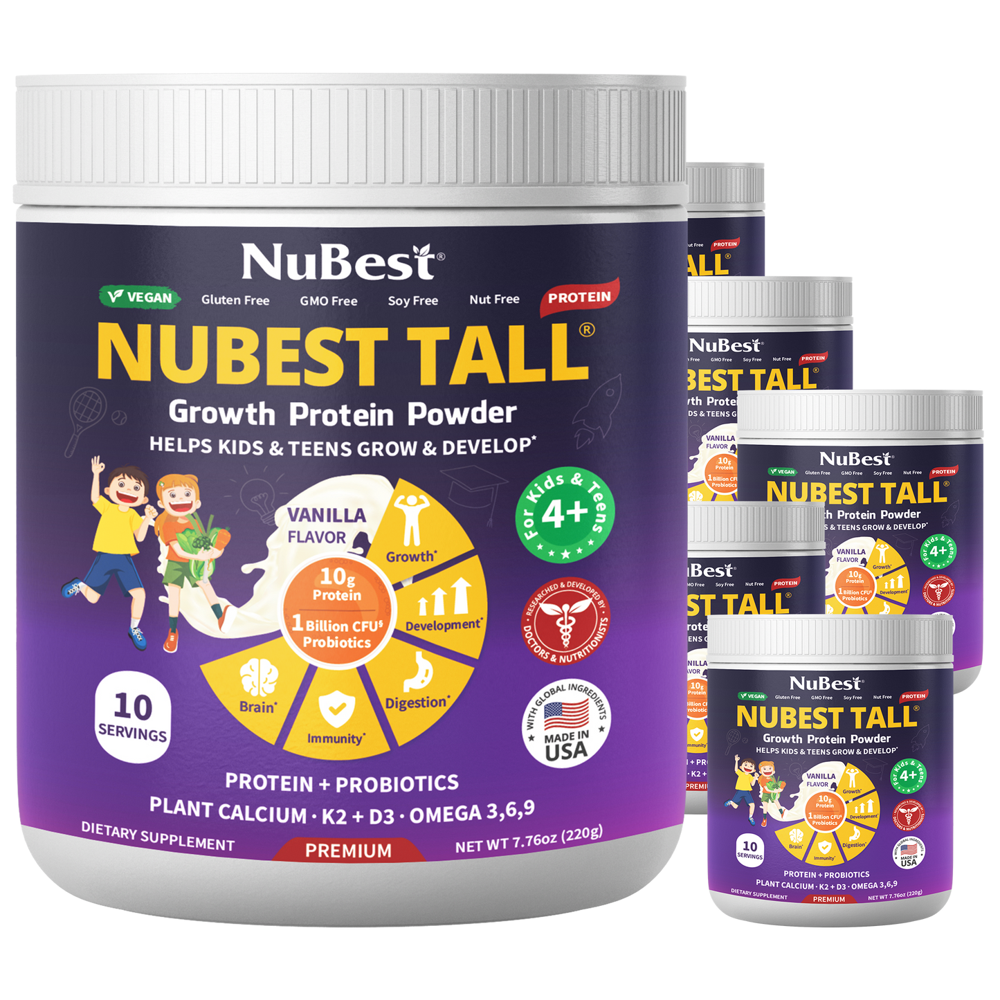 NuBest Tall Protein Vanilla Shake for Kids Ages 4+, 10 Vegan Servings by NuBest Nutrition®