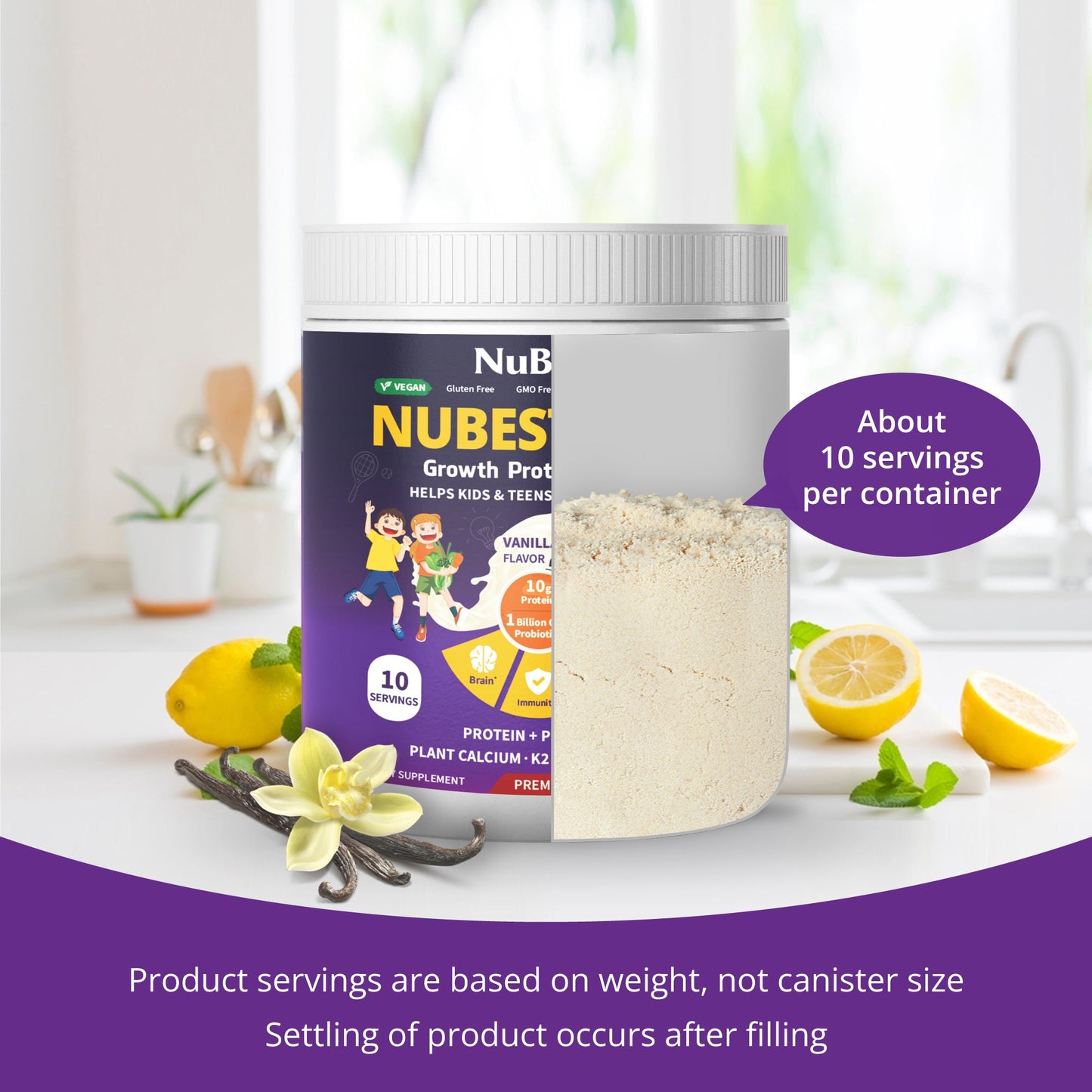 NuBest Tall Protein Vanilla Shake for Kids Ages 4+, 10 Vegan Servings by NuBest Nutrition®