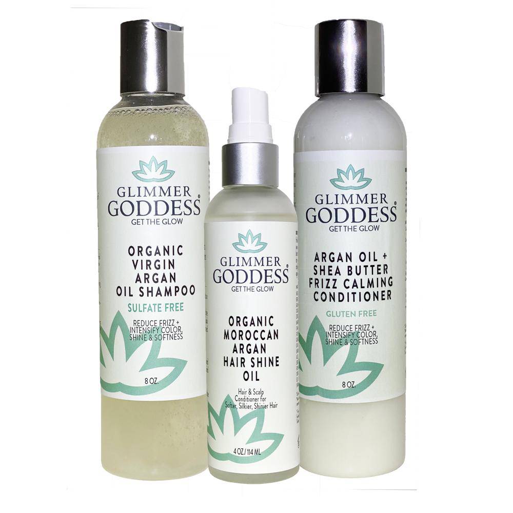 Organic Argan Oil Shampoo and Conditioner with Hair Shine Spray