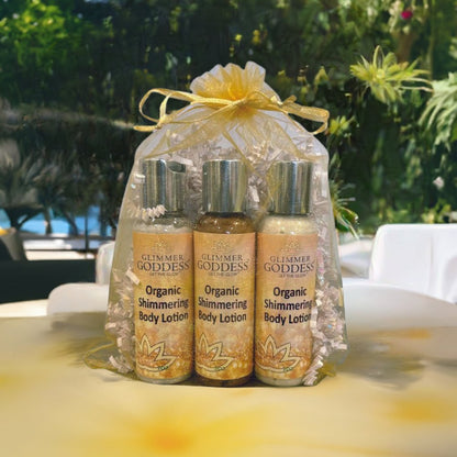 Organic Shimmer Body Lotion Travel Size Gift Set