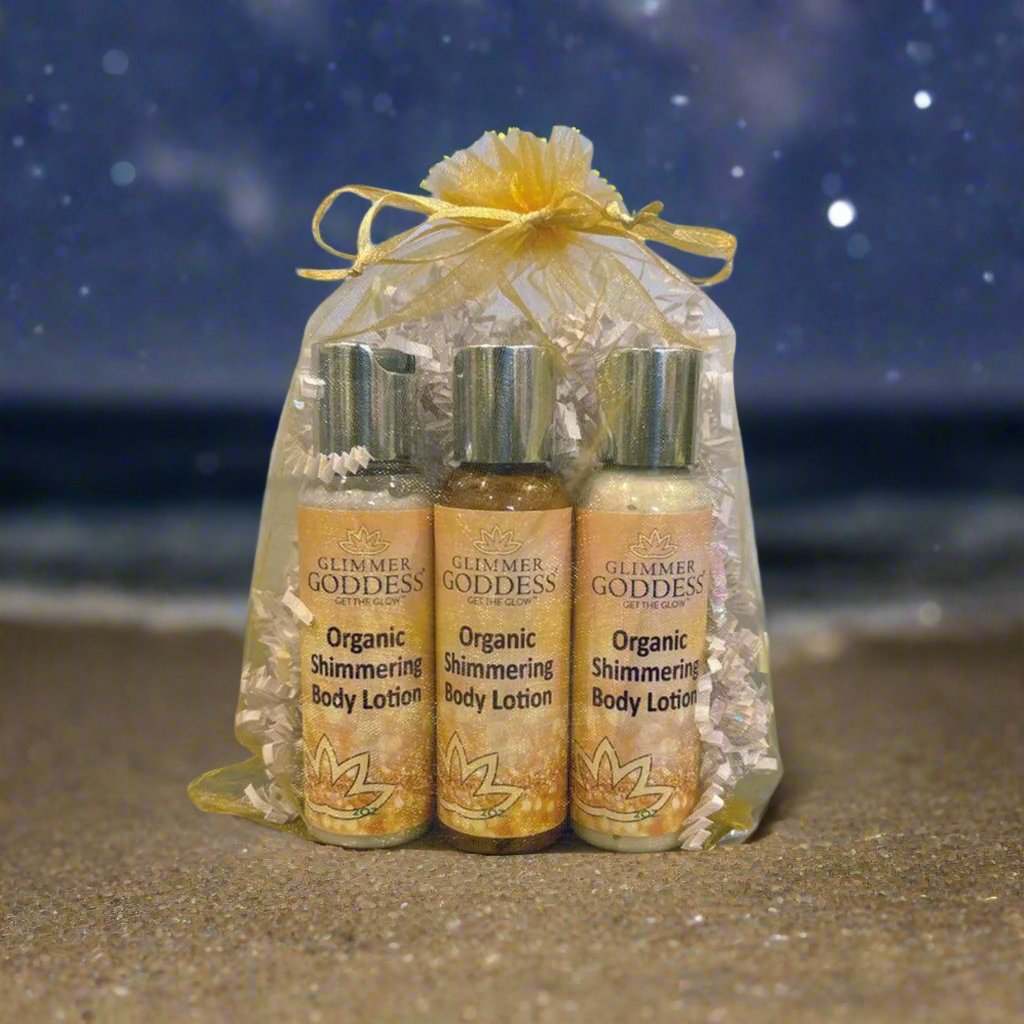 Organic Shimmer Body Lotion Travel Size Gift Set