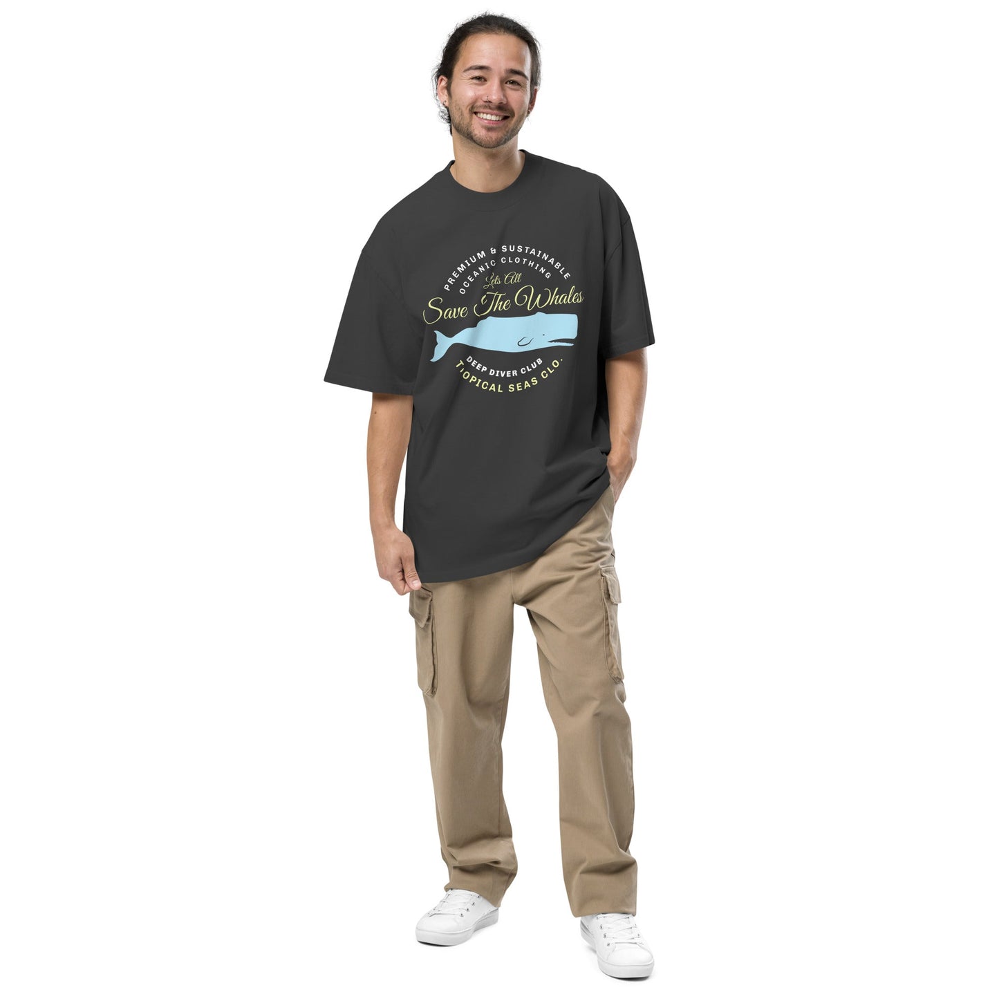 Oversized faded Lets Save the Whales t-shirt