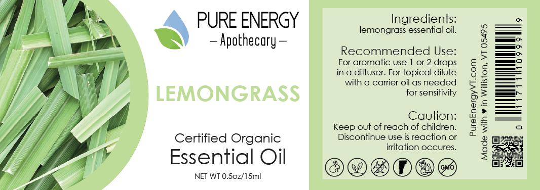 Essential Oil - Lemongrass 15ml (0.5oz) by Pure Energy Apothecary