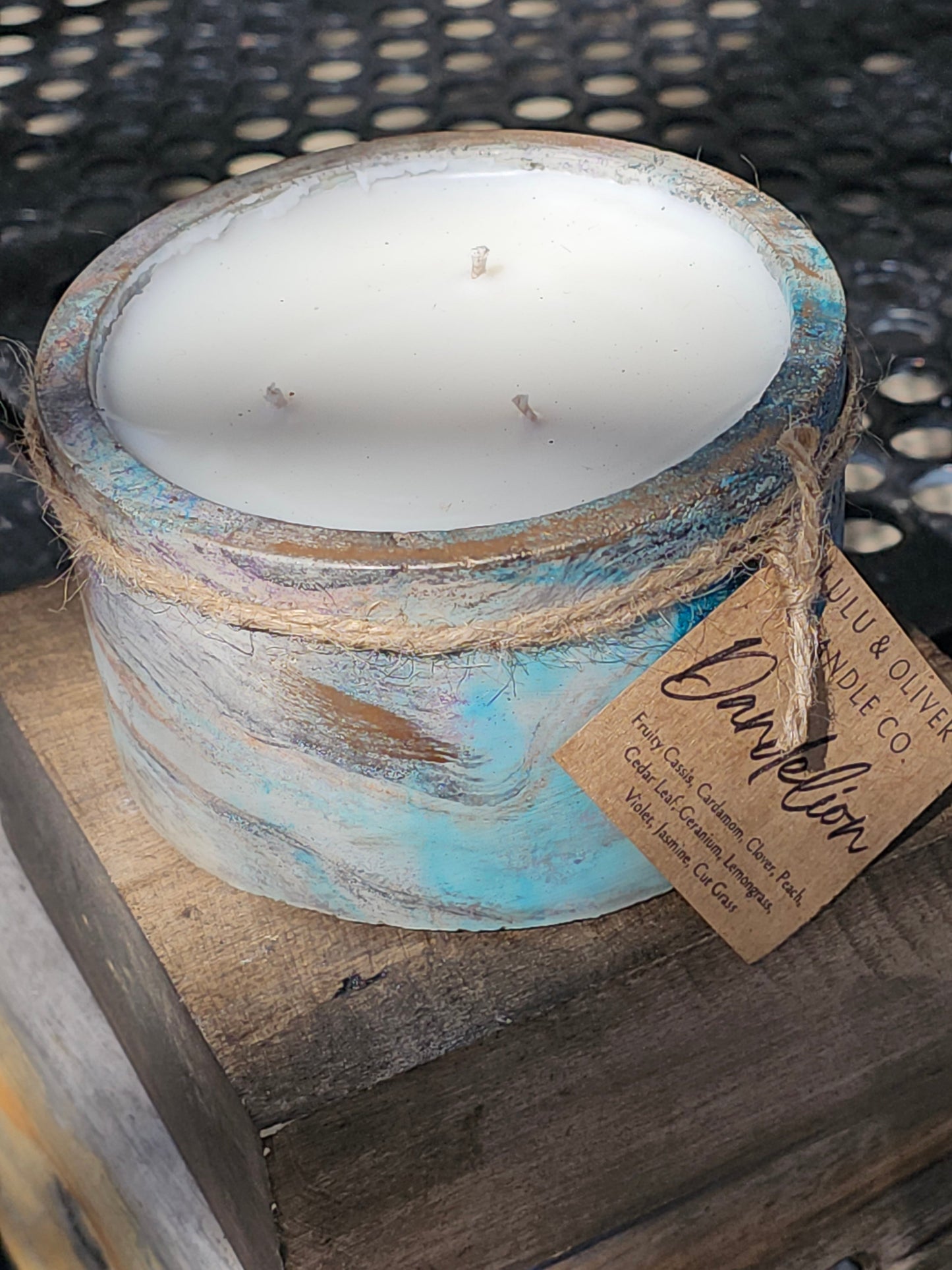 Signature Concrete Candle - Round Hand painted Concrete Candle