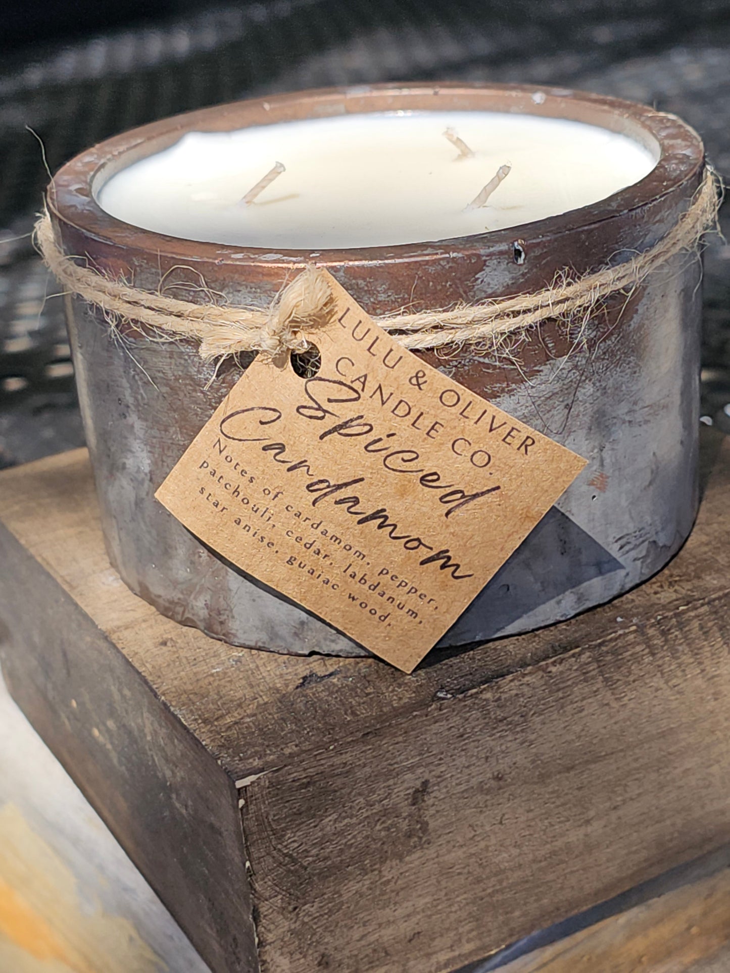 Signature Concrete Candle - Round Hand painted Concrete Candle