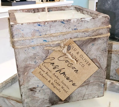 Signature Concrete Candle - XL Square Handpainted Concrete Candle