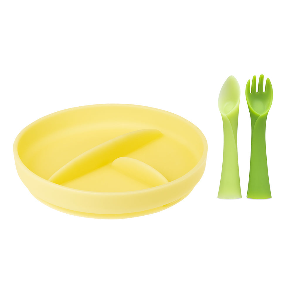 Suction Plate with Fork+Spoon Bundle for Independent Feeding