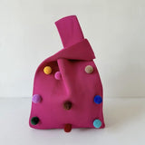 Pomponette Knited Clutch Bag, Dopamine Whimsical Cute Shopper Bag