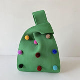 Pomponette Knited Clutch Bag, Dopamine Whimsical Cute Shopper Bag