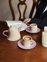 Postmodern Whimsical Wiggle Handle Ceramic Tea Set with Teapot and Mugs