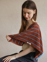 Retro Earthy-tone Pinstripe Bath Towel — 100% Long-Staple Cotton, Soft, Plush & Absorbent