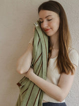 Retro Earthy-tone Pinstripe Bath Towel — 100% Long-Staple Cotton, Soft, Plush & Absorbent