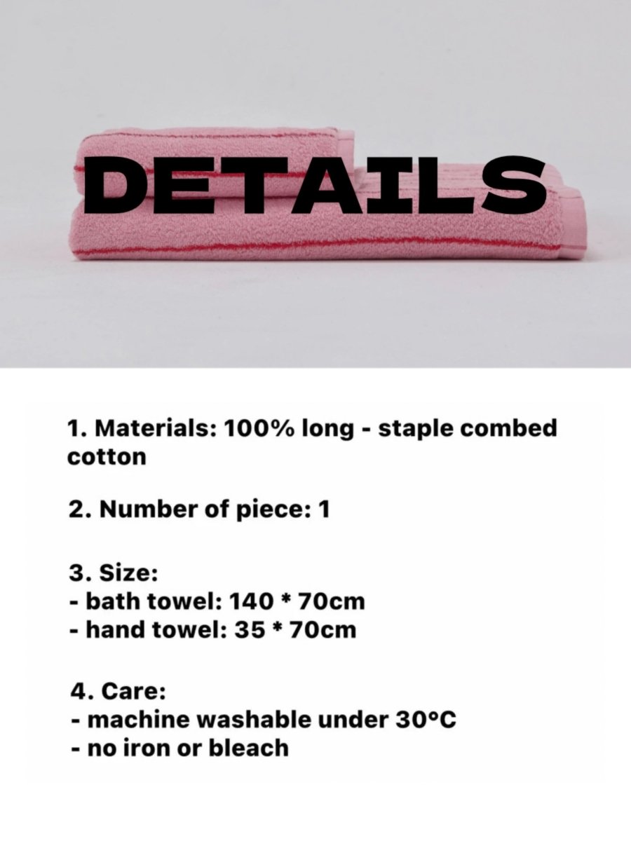 Retro Whimsical Pink Stripe Bath Towel — 100% Long-Staple Cotton, Soft, Plush & Absorbent