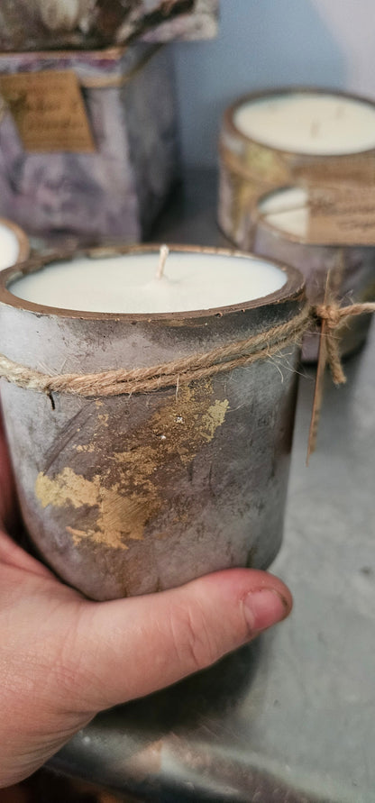 Signature Concrete Candle - Cylinder Handpainted Concrete Candle