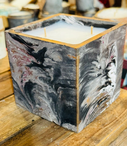 Signature Concrete Candle - XL Square Handpainted Concrete Candle