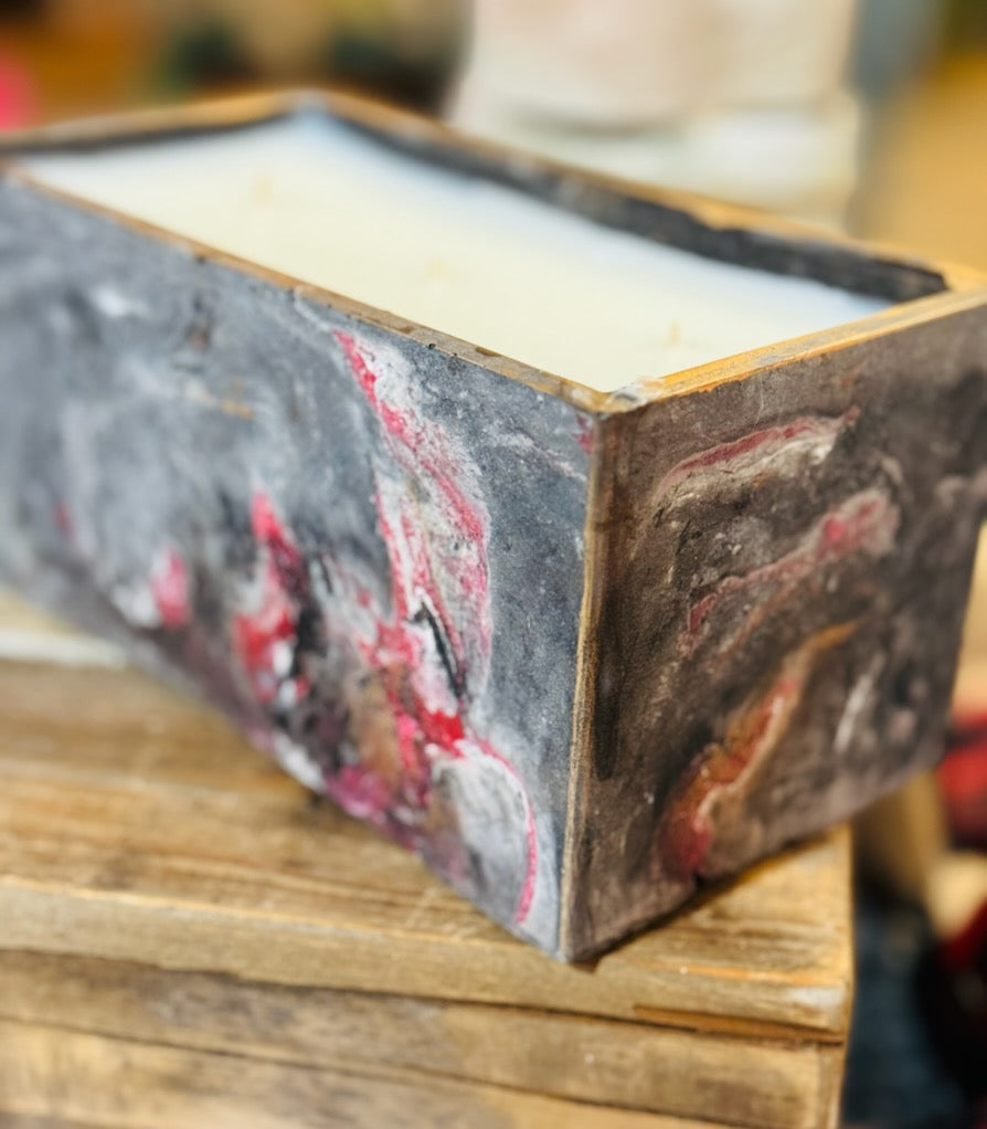 Signature Concrete Candle - XL Rectangle Handpainted Concrete Candle