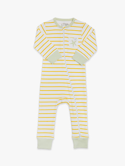 Organic Cotton Romper - Orange Stripes by Little Moy