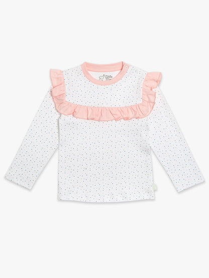 Organic Cotton Ruffled Tee - Polka dot by Little Moy