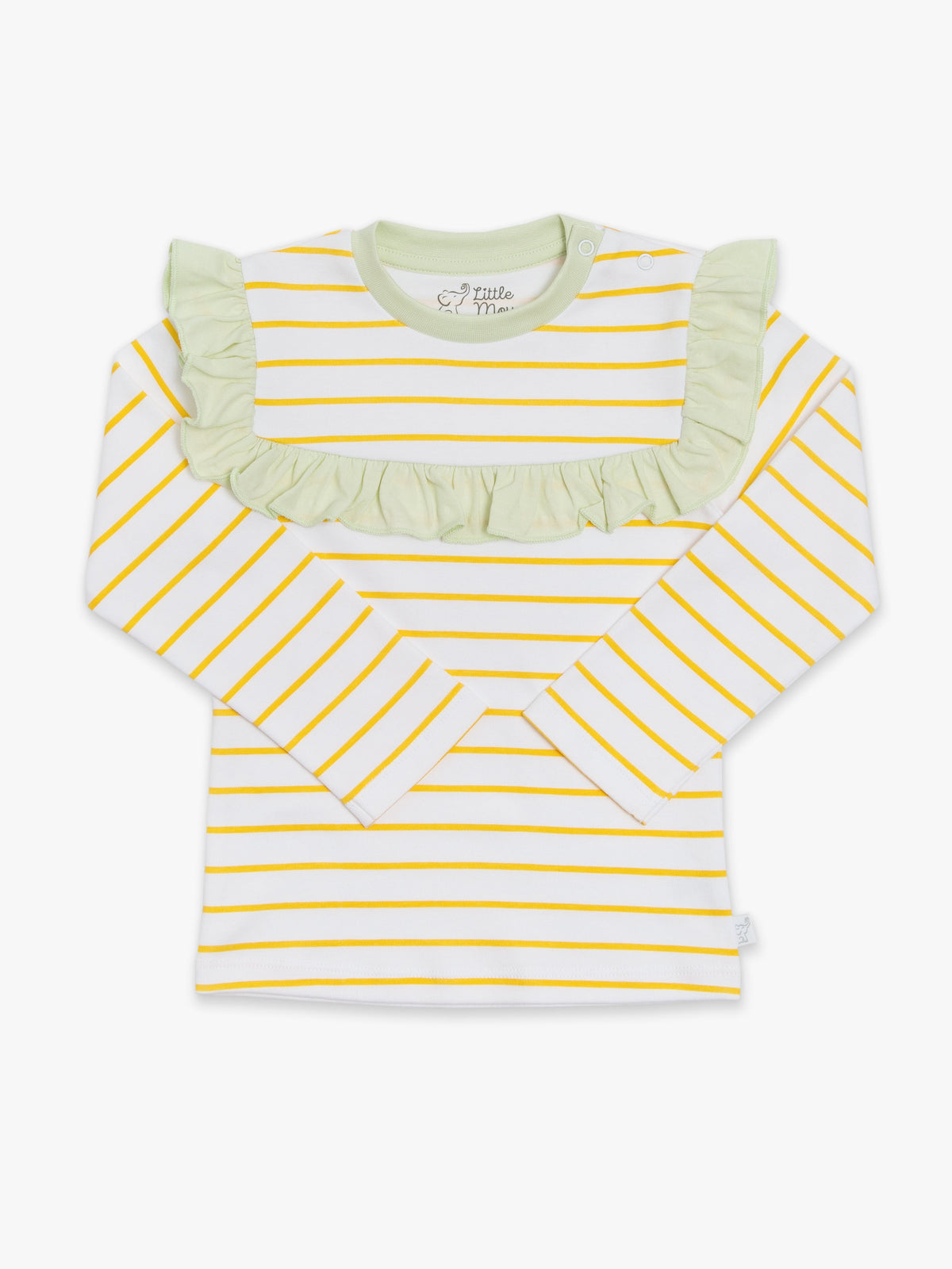 Organic Cotton Ruffled Tee - Orange Stripes by Little Moy