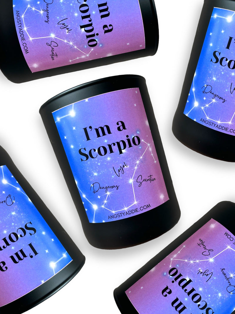 Scorpio zodiac candle by Angsty Addie