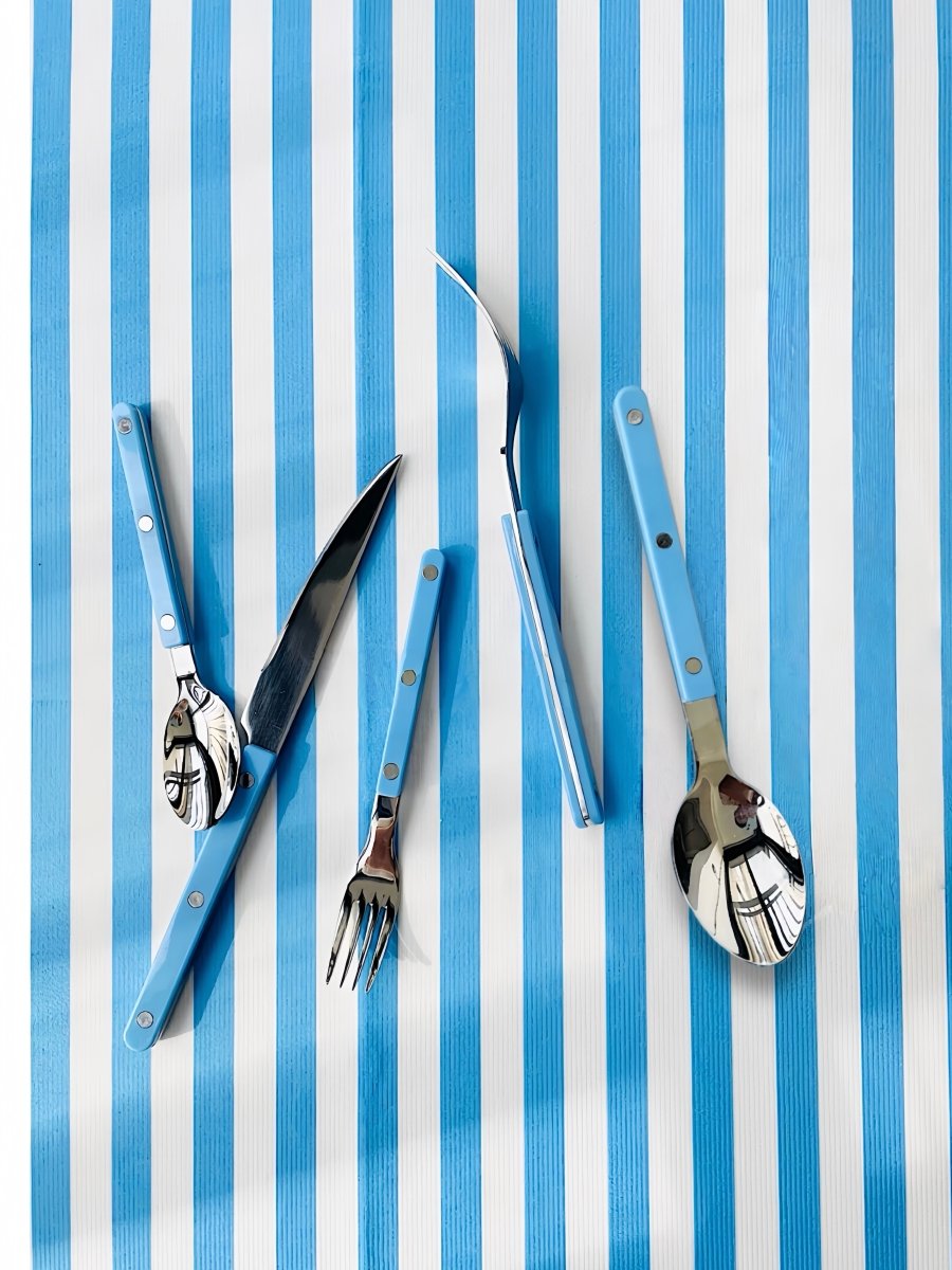 Set Of 10 Dopamine Stainless Steel Rivet Flatware, Contemporary Bistrot Style Cutlery