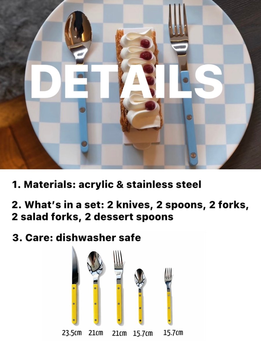 Set Of 10 Dopamine Stainless Steel Rivet Flatware, Contemporary Bistrot Style Cutlery
