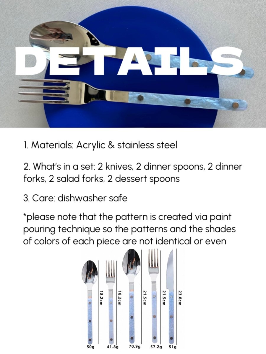 Set Of 10 Pcs Modern Nebula Cutlery, Bistrot Style Rivet Flatware Set