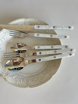 Set Of 10 Pcs Modern Nebula Cutlery, Bistrot Style Rivet Flatware Set