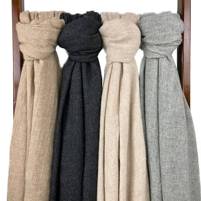 Beige Handloom Cashmere Scarf by SLATE + SALT