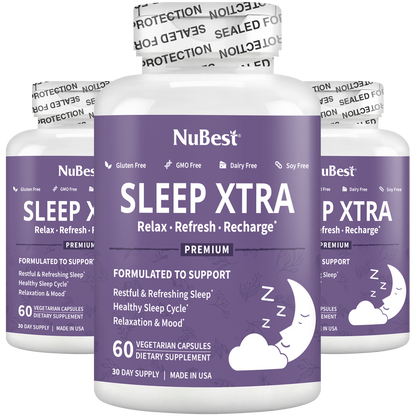 Sleep Xtra, Natural Non-Habit Forming Sleep Aid for Teens & Adults, 60 Vegan Capsules by NuBest Nutrition®