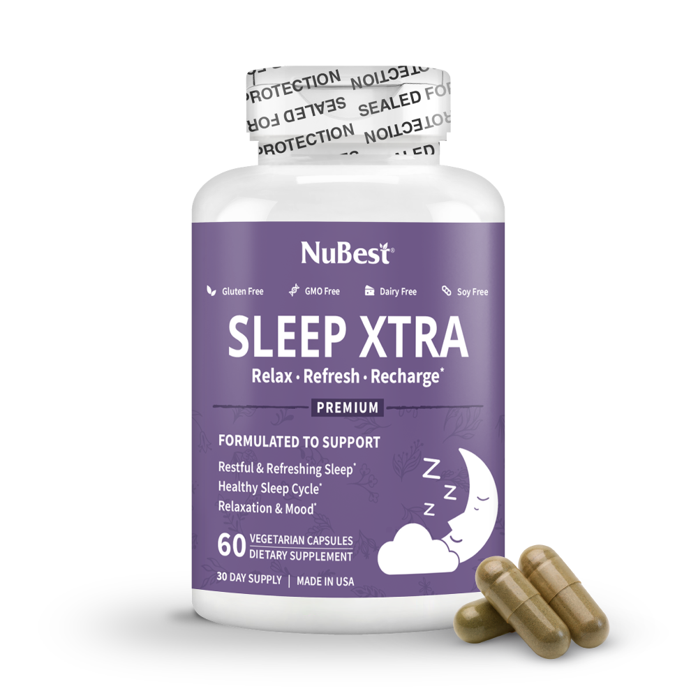 Sleep Xtra, Natural Non-Habit Forming Sleep Aid for Teens & Adults, 60 Vegan Capsules by NuBest Nutrition®