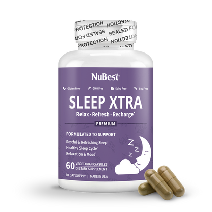 Sleep Xtra, Natural Non-Habit Forming Sleep Aid for Teens & Adults, 60 Vegan Capsules by NuBest Nutrition®