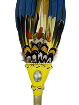 Macaw Smudge Fan with Serpentine Stone Handle