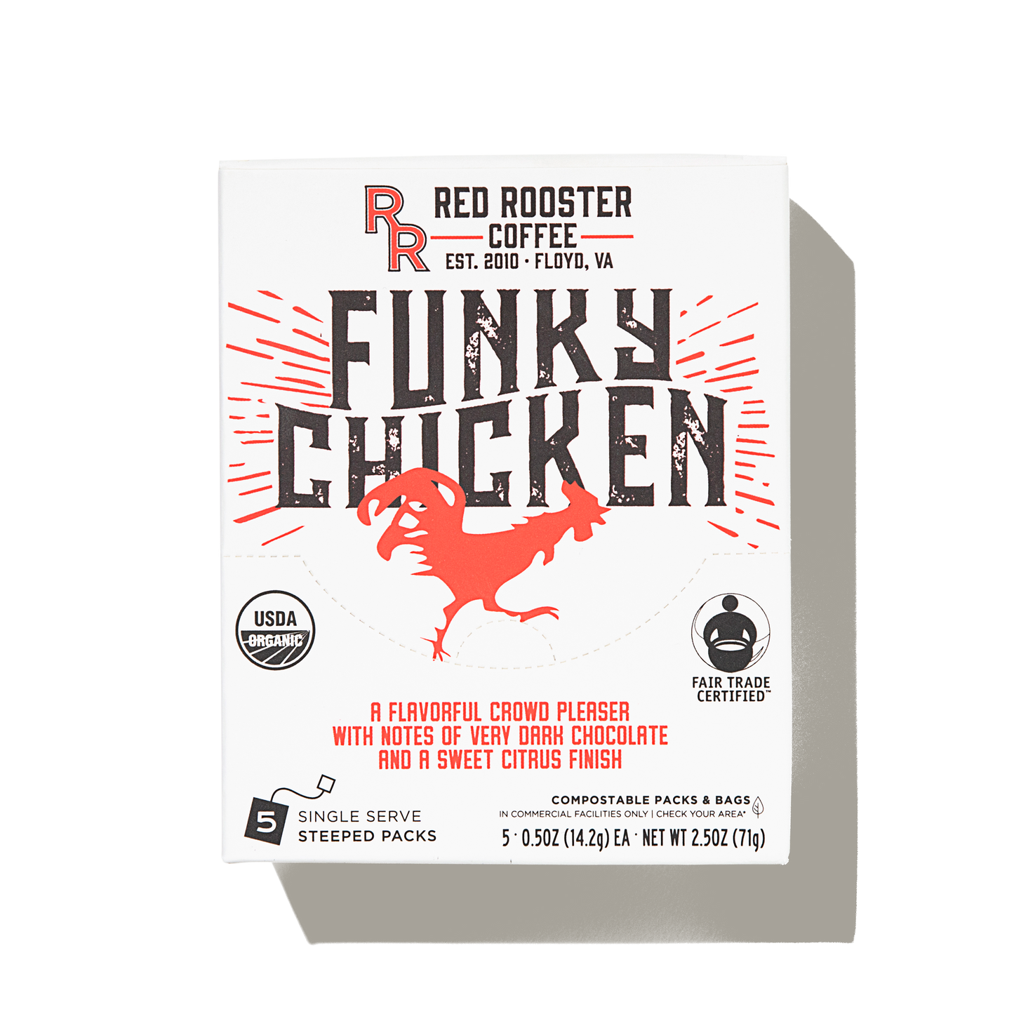 Single Serve Steeped Coffee - Funky Chicken 5pk