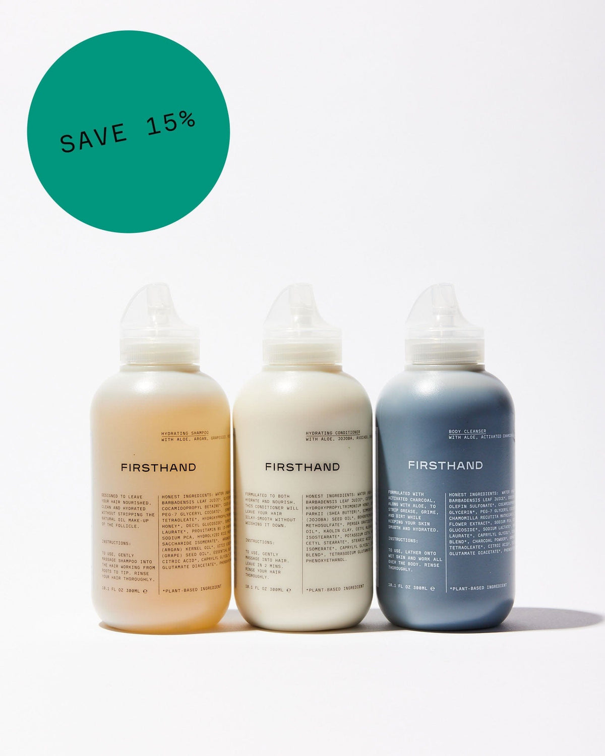 The Shower Trio: Shampoo + Conditioner + Body Cleanser by Firsthand Supply