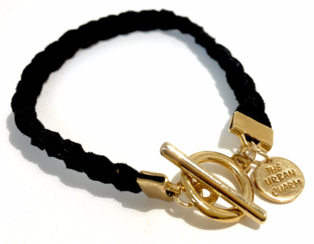 Black Vegan Leather Strength Friendship Bracelet by The Urban Charm by The Urban Charm