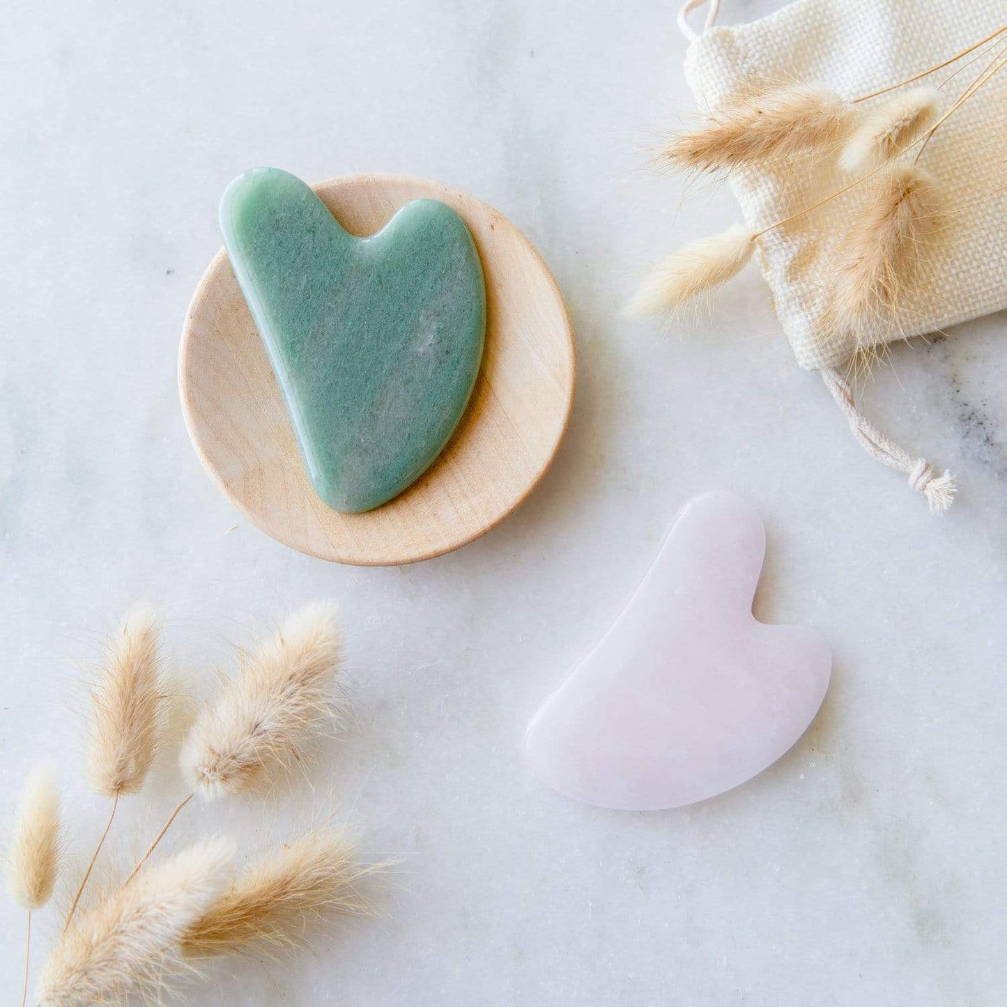 Gua Sha Facial Lifting Tool - Zero Waste Skincare, Plastic Free, Jade or Rose Quartz