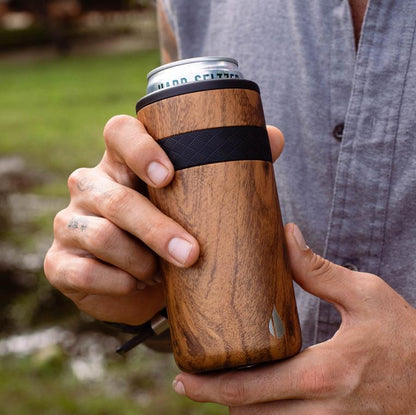 Recess 12oz Slim Can Cooler - Teak Wood