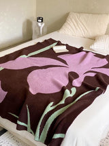 Terracotta Iris Throw Blanket - Warm Thick Earthy Tone Fall Blanket