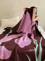 Terracotta Iris Throw Blanket - Warm Thick Earthy Tone Fall Blanket