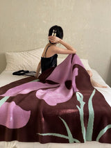 Terracotta Iris Throw Blanket - Warm Thick Earthy Tone Fall Blanket