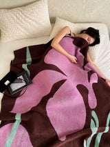 Terracotta Iris Throw Blanket - Warm Thick Earthy Tone Fall Blanket