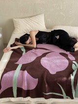 Terracotta Iris Throw Blanket - Warm Thick Earthy Tone Fall Blanket